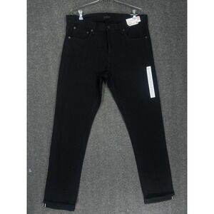 Uniqlo Selvedge Jeans Mens 34x34 Black Stretch Slim Fit Straight leg